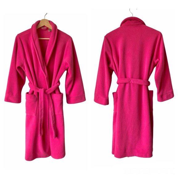 L.L. Bean Kids Fleece Bath Robe Pink Girls L Large 14 16 - Picture 1 of 9